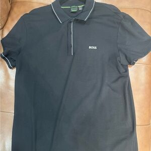Boss Men's Polo Shirt in Black with White Accents